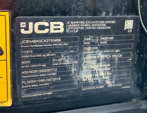 2019 JCB 540-140  Telehandler - Image 4